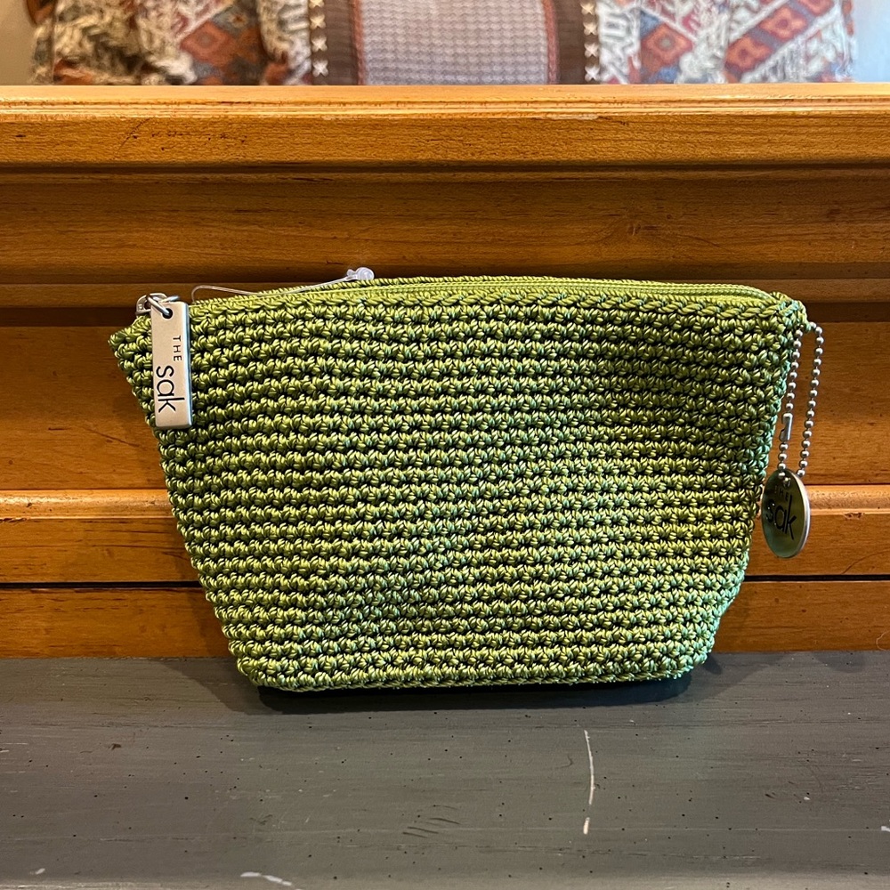 NWOT The Sak Green Crochet Cosmetic Bag